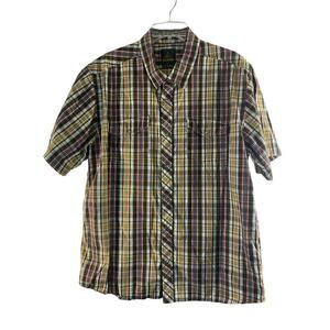 PRANA Men’s Plaid Snap Button Short Sleeve Shirt / Size: XL